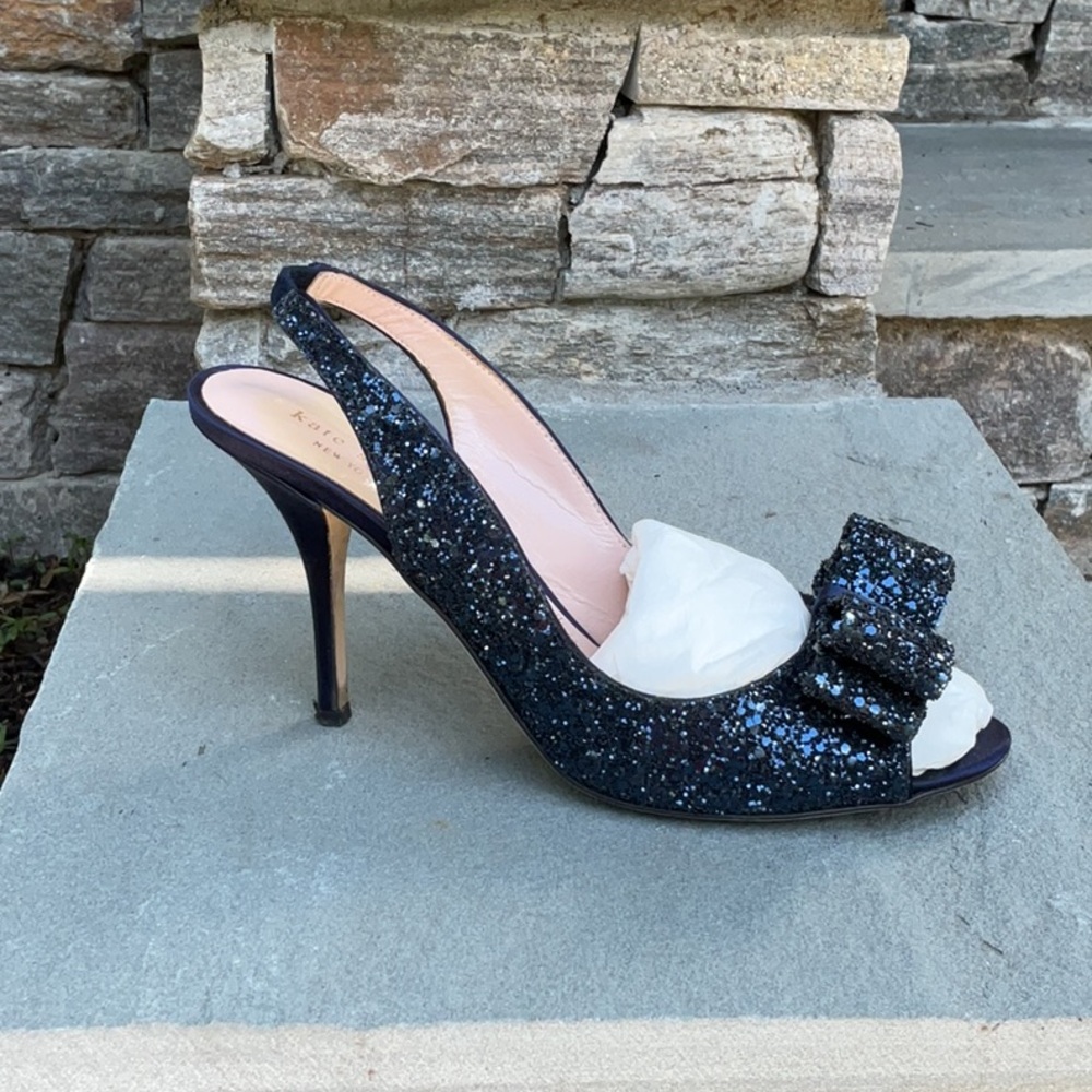 Kate Spade navy glitter slingbacks size 8.5